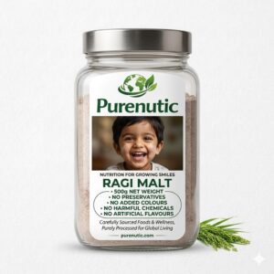 ​Purenutic Premium Sprouted Ragi Malt – 100% Natural Nutrition for Kids & Adults (500g)
